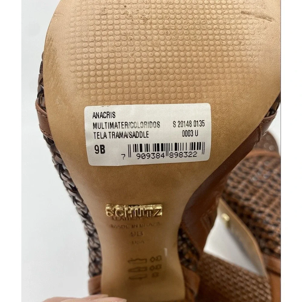 Schutz Anacris Women's Saddle Casual Peep‎ Toe Woven Bootie - Size 9B